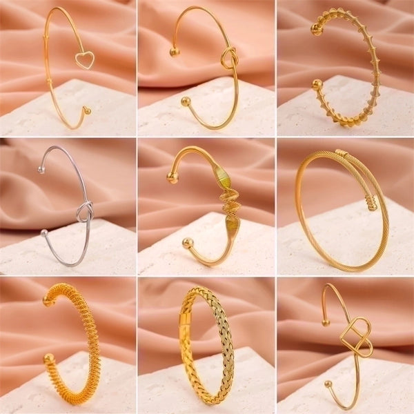 Simple Style Solid Color Stainless Steel Plating 18k Gold Plated Bracelets