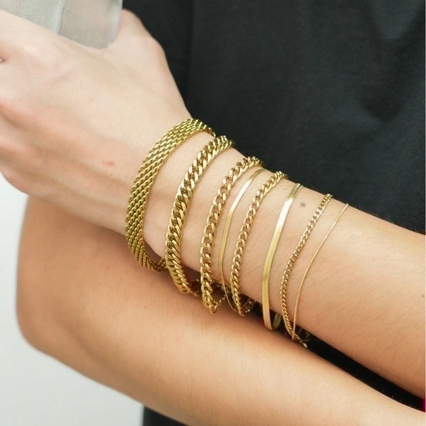 Minimalist Solid Color 304 Stainless Steel 18K Gold Plated Bracelets In Bulk