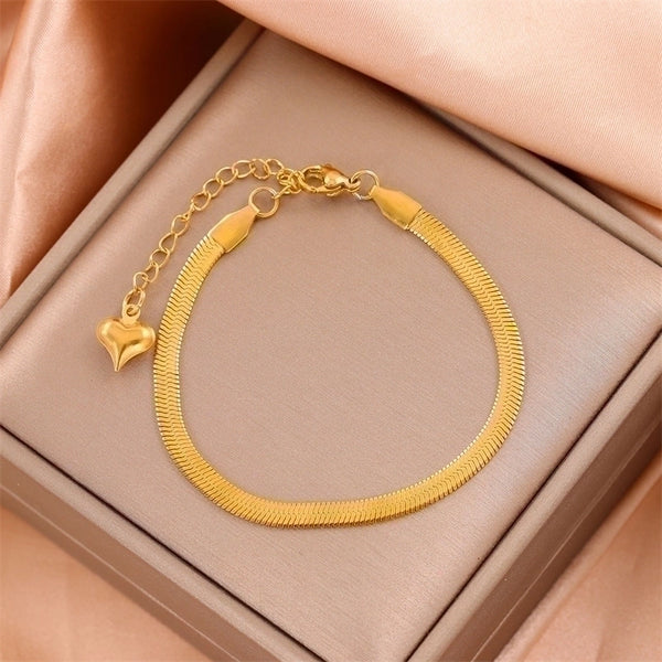 Simple Style Solid Color Stainless Steel Plating 18k Gold Plated Bracelets