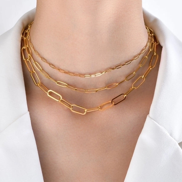 Simple Style Solid Color Stainless Steel Plating 18k Gold Plated Necklace