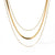 Simple Style Solid Color Stainless Steel Plating 18k Gold Plated Three Layer Necklace