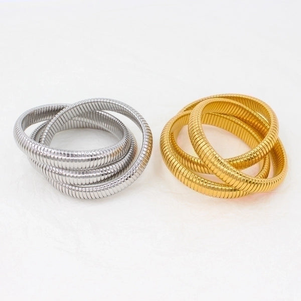 Minimalist Solid Color 304 Stainless Steel 18K Gold Plated Bangle In Bulk