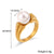 Simple Style Solid Color Stainless Steel Plating Inlay Pearl Zircon 18k Gold Plated Rings