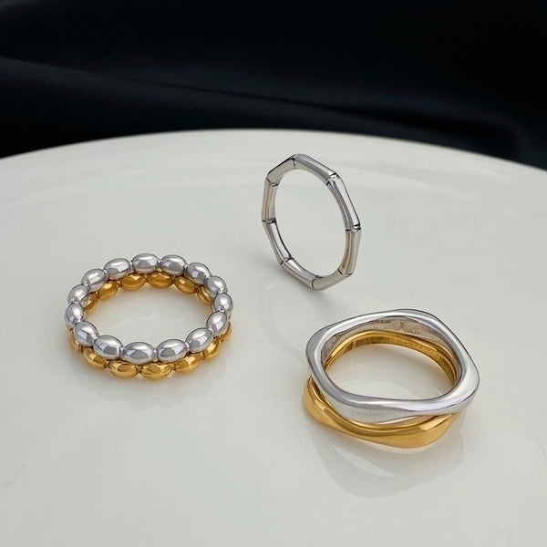 Simple Style Solid Color Stainless Steel Plating Rings