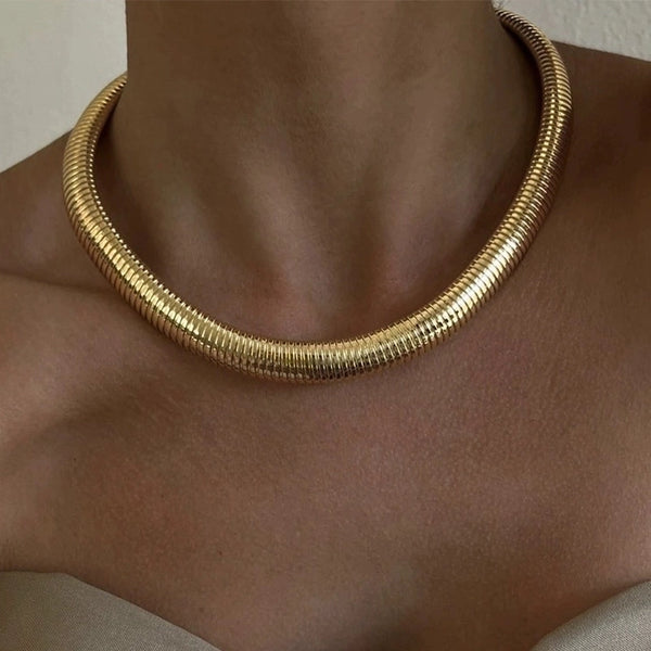 Simple Style Solid Color Stainless Steel Titanium Steel Choker In Bulk