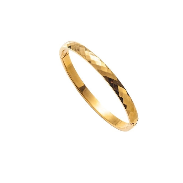 Minimalist Solid Color Titanium Steel Plating 18k Gold Plated Bangle