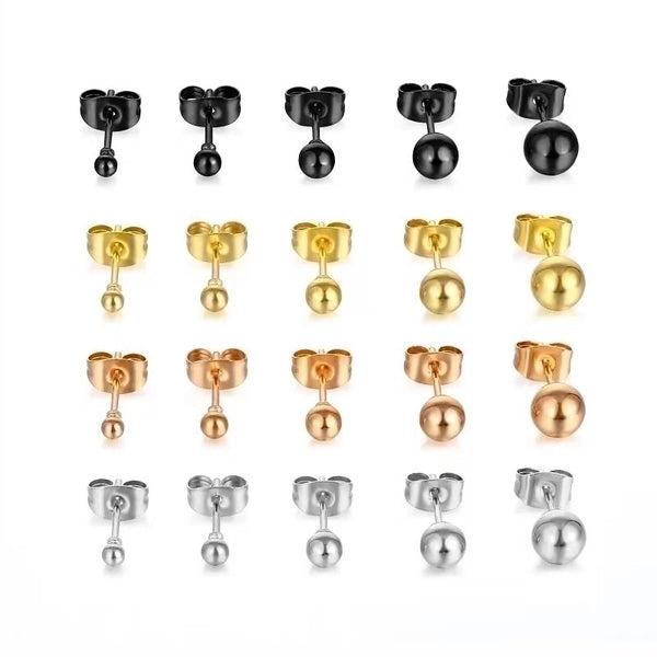 Simple Style Solid Color Titanium Steel Plating Ear Studs 1 Pair