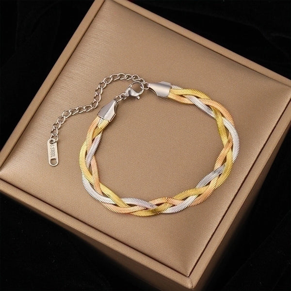 Simple Style Solid Color Titanium Steel Plating Gold Plated Bracelets