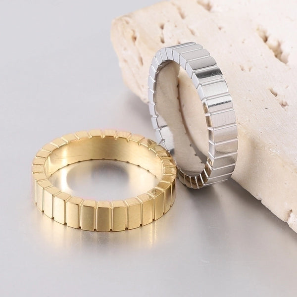 Simple Style Solid Color Titanium Steel Plating Gold Plated Rings