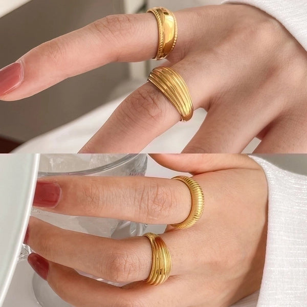 Minimalist Solid Color Titanium Steel Plating Gold Plated Rings