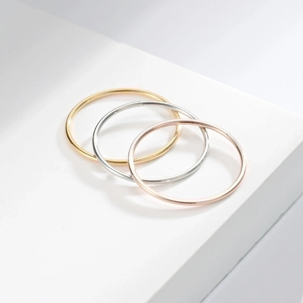 Minimalist Solid Color Titanium Steel 18K Gold Plated Polishing Plating Rings