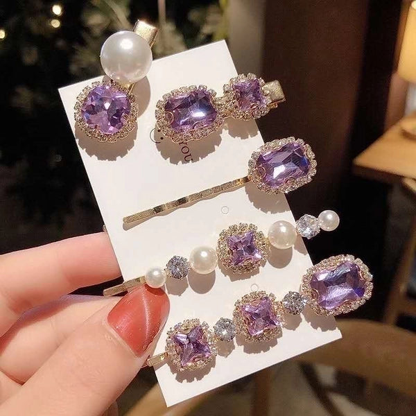 Simple Style Square Alloy Plating Inlay Rhinestones Pearl Hair Clip 1 Set