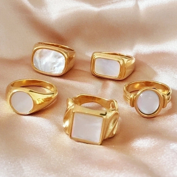 Minimalist Square Stainless Steel Plating 18k Gold Plated Rings