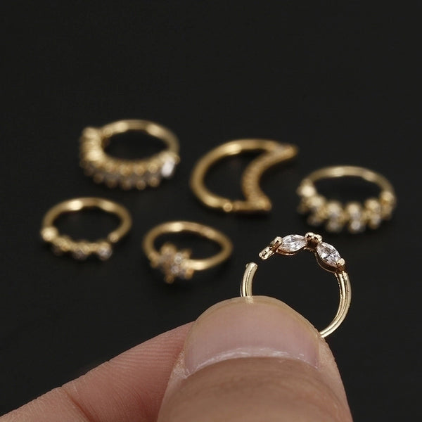 Minimalist Star Copper Inlay Zircon Nose Ring