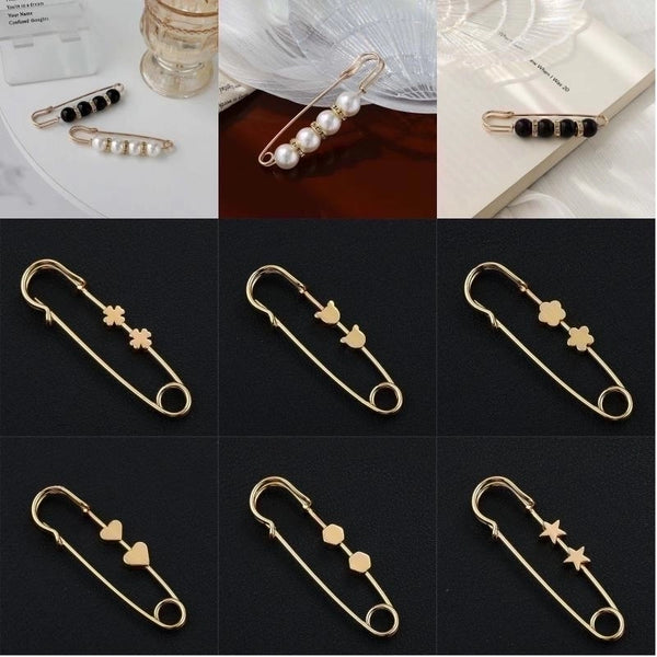 Minimalist Star Heart Shape Flower Artificial Pearl Steel Hollow Out Inlay Artificial Pearls Artificial Diamond Women's Brooches Collar Pin