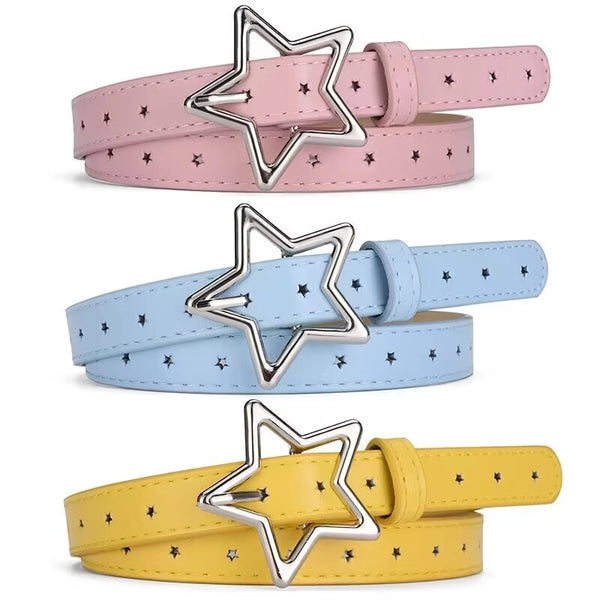 Simple Style Star Pu Leather Alloy Women's Girl'S Leather Belts