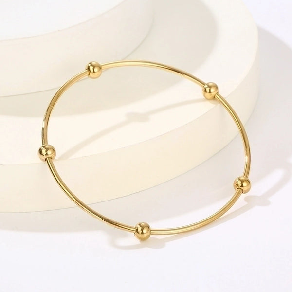 Minimalist Streetwear Solid Color Stainless Steel 18K Gold Plated Bangle In Bulk