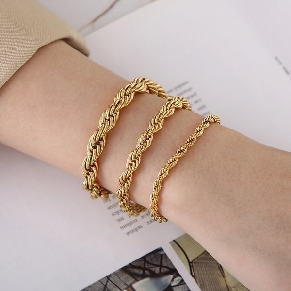 Simple Style Twist Stainless Steel Plating 18k Gold Plated Bracelets