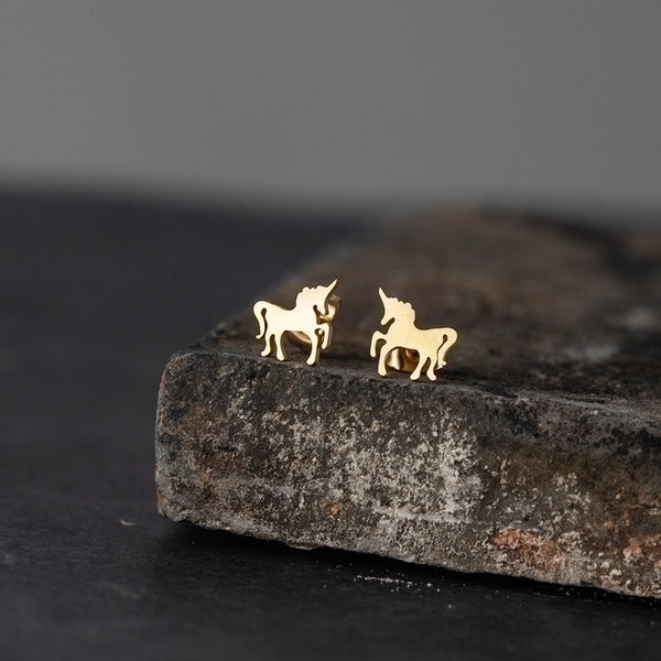 Simple Style Unicorn Alloy No Inlaid Earrings Ear Studs