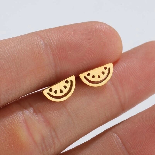 Simple Style Watermelon Titanium Steel Ear Studs Plating No Inlaid Stainless Steel Earrings