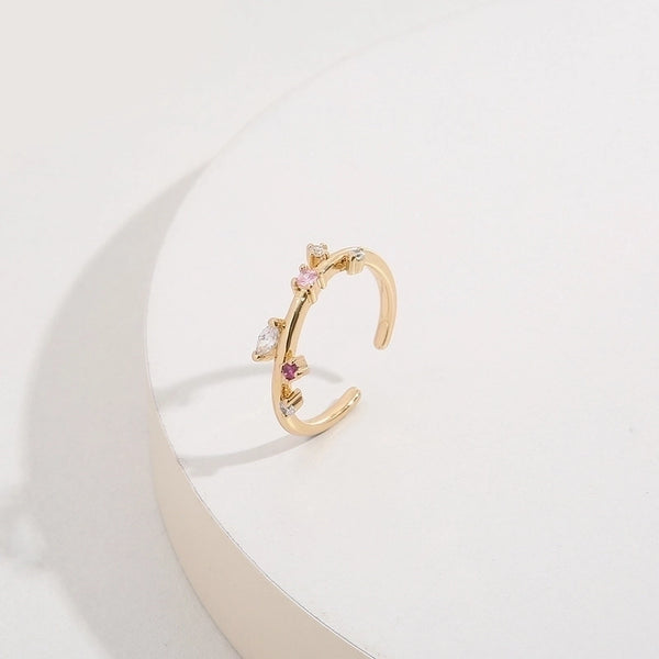 Minimalist Waves Copper Zircon Open Ring In Bulk