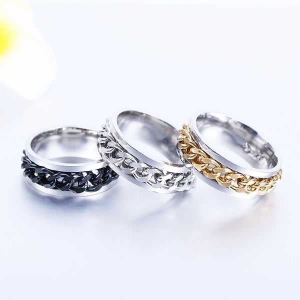 Minimalist Waves Titanium Steel Plating Gold Plated Rings