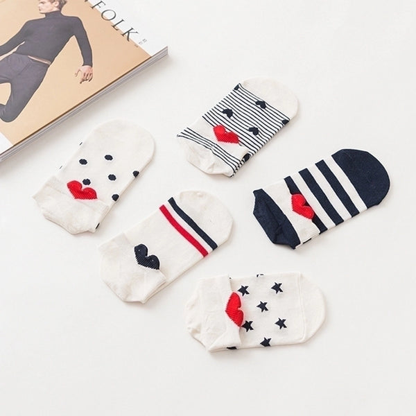 Socks Female Back Heel Small Heart Design Cotton Short Women's Socks