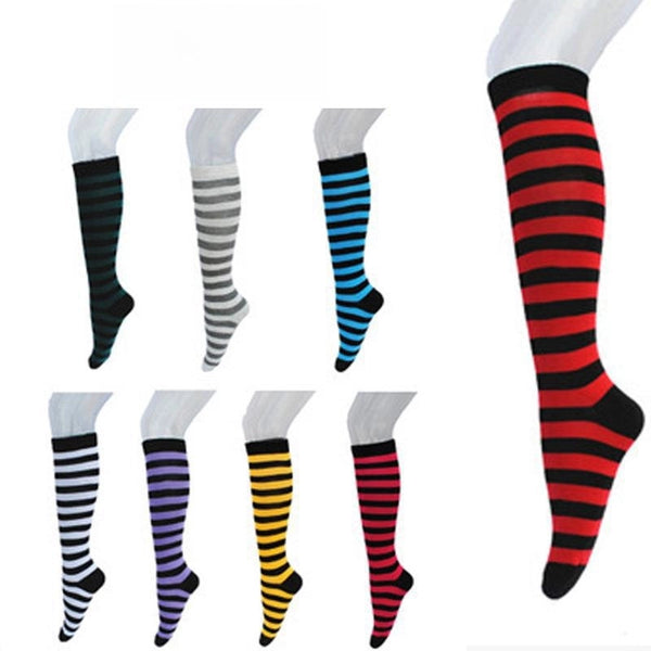 Socks Women's Spring And Summer Socks Knee-length Socks Color Striped Female Students In The Tube Socks Manufacturers