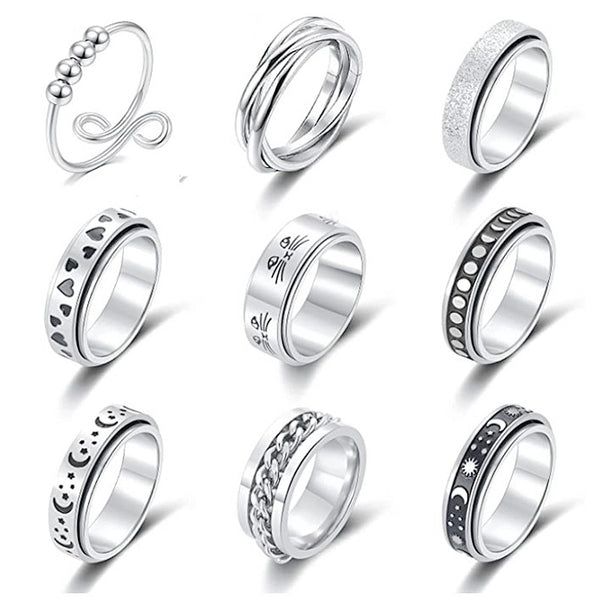 Sources Xingyue Couple Ring Double-layer Rotating Dynamic Decompression Anti-anxiety Pressure Titanium Steel Ring