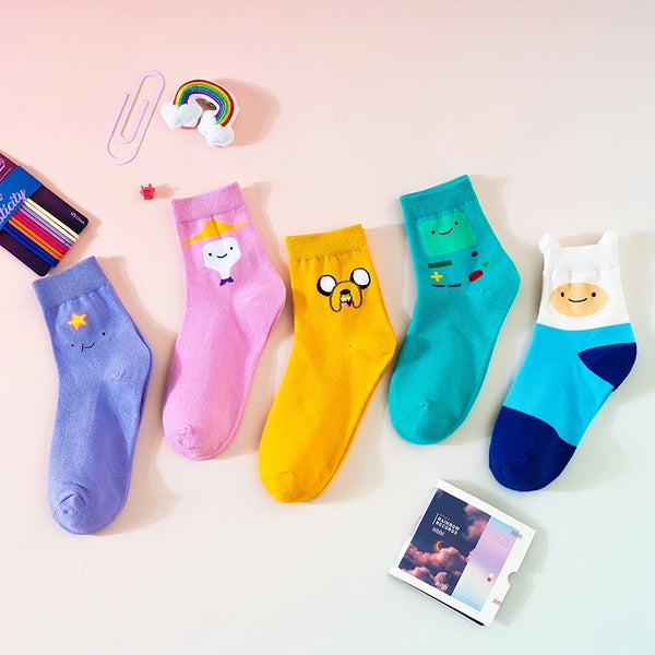 Spot Wholesale Cute Women's Socks Adventure Qibao Series Ladies Tube Socks  Wind Girls Tide Socks Ladies Cotton Socks