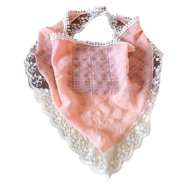 Spring And Summer  Blogger  Lace Triangle Headscarf Super Immortal Pastoral Style Baotou Square Scarf Sweet Atmosphere Hair Accessories