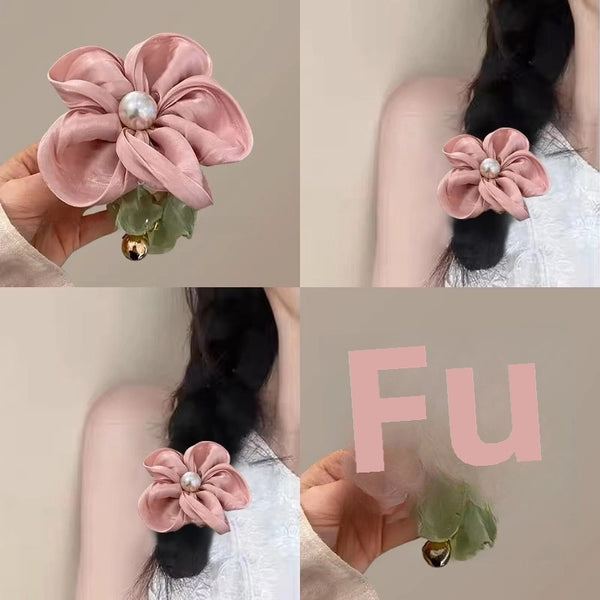 Spring Atmosphere ~ Flower Pearl Hair Ring!  New High-end Large Intestine Hair Ring Fairy Style Rubber Band Female Tie Head Summer