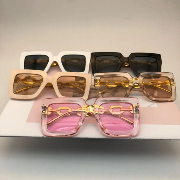 Square Chain High-end Sunglasses New Trend Large Frame Street Photo Glasses Frame Personality Women