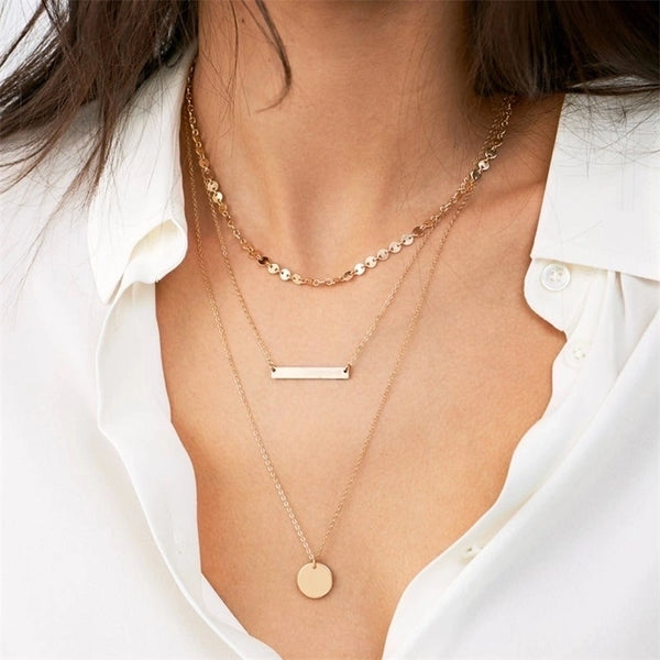 Stainless Steel 14K Gold Plated Fashion Plating Geometric Necklace