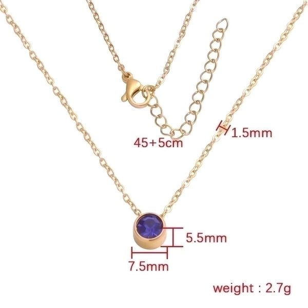 Stainless Steel 18K Gold Plated Rose Gold Plated IG Style Plating Inlay Round Birthstone Pendant Necklace