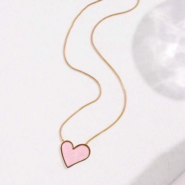 Stainless Steel 18K Gold Plated Minimalist Classic Style Heart Shape Pendant Necklace