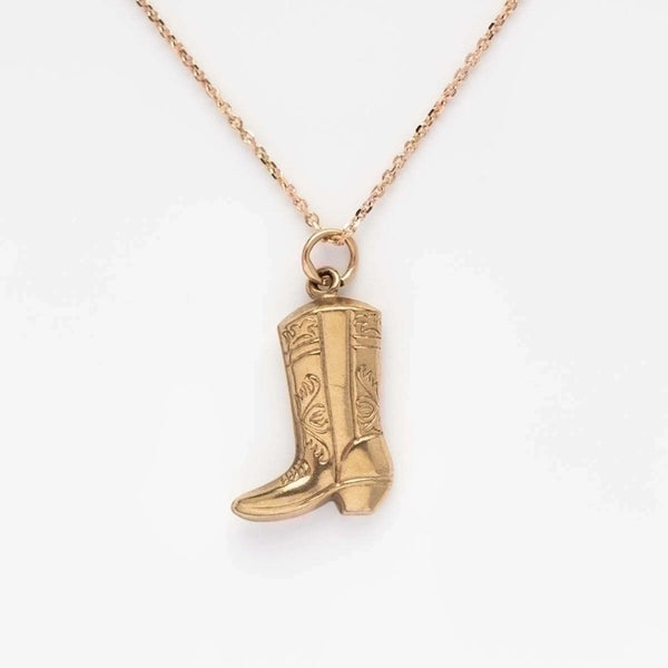 Stainless Steel Copper Retro Cowboy Style Boots Plating Pendant Necklace