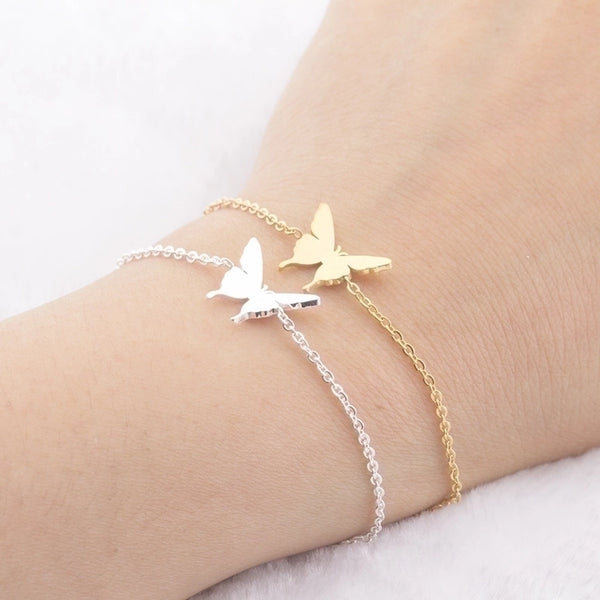 Stainless Steel Micro-inlaid Electroplating Butterfly Bracelet