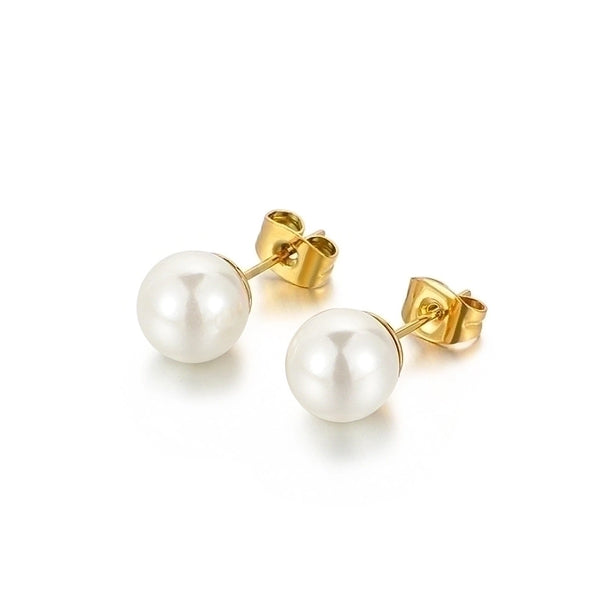 Stainless Steel Simple Pearl Earrings Wholesale Jewelry