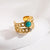 Streetwear Geometric Sun Star Stainless Steel Titanium Steel Inlay Artificial Gemstones Open Rings