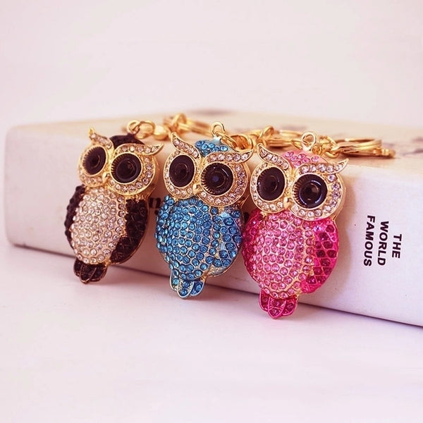 Streetwear Owl Alloy Inlay Rhinestones Women's Keychain