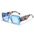 Streetwear Solid Color Leopard Ac Square Full Frame Men's Sunglasses