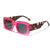 Streetwear Solid Color Leopard Ac Square Full Frame Men's Sunglasses