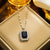 Streetwear Square Titanium Steel Plating Inlay Zircon 18k Gold Plated Pendant Necklace