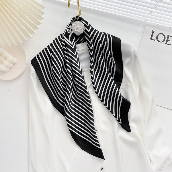 Striped Fashion Retro Imitation Silk Small Square Scarf