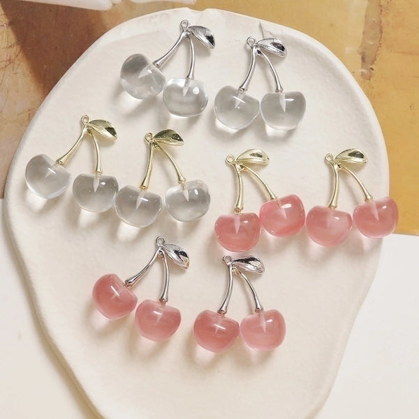 Summer Iced Emulational Fruit Cherry Cherry Diy Three-Dimensional Pendant Accessories Earrings For Women Earring Material