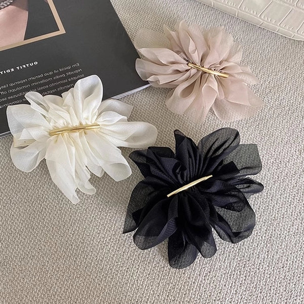 Super Fairy Elegant Chiffon Flower Hairpin Summer Back Head Ponda Tail Clip Headwear Advanced Sense Simple  Hair Accessories