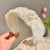 Super Fairy White Pearl Headband Female  Lace Headband Wide Edge Hairpin Female Bow Back Head Hairpin Headdress