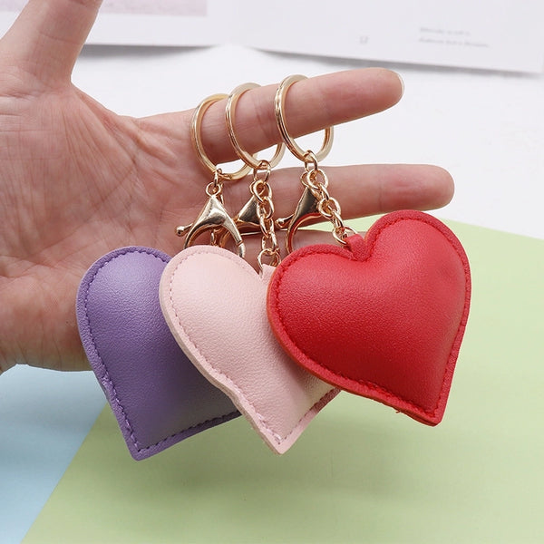 Sweet Artistic Heart Shape Pu Leather Women's Keychain