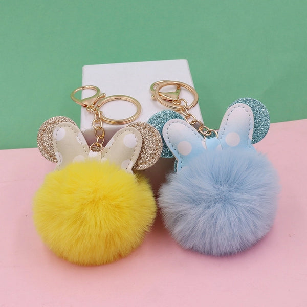 Sweet Artistic Solid Color Alloy Plush Women's Keychain